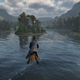 A screenshot of flying in Hogwarts Legacy.
